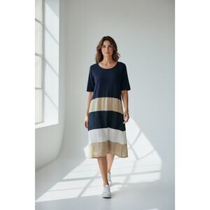 Italian PURE linen cotton blend dress sz M